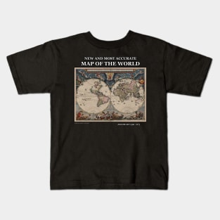 New And Most Accurate Map Of The World Joan Blaeu 1673 Kids T-Shirt